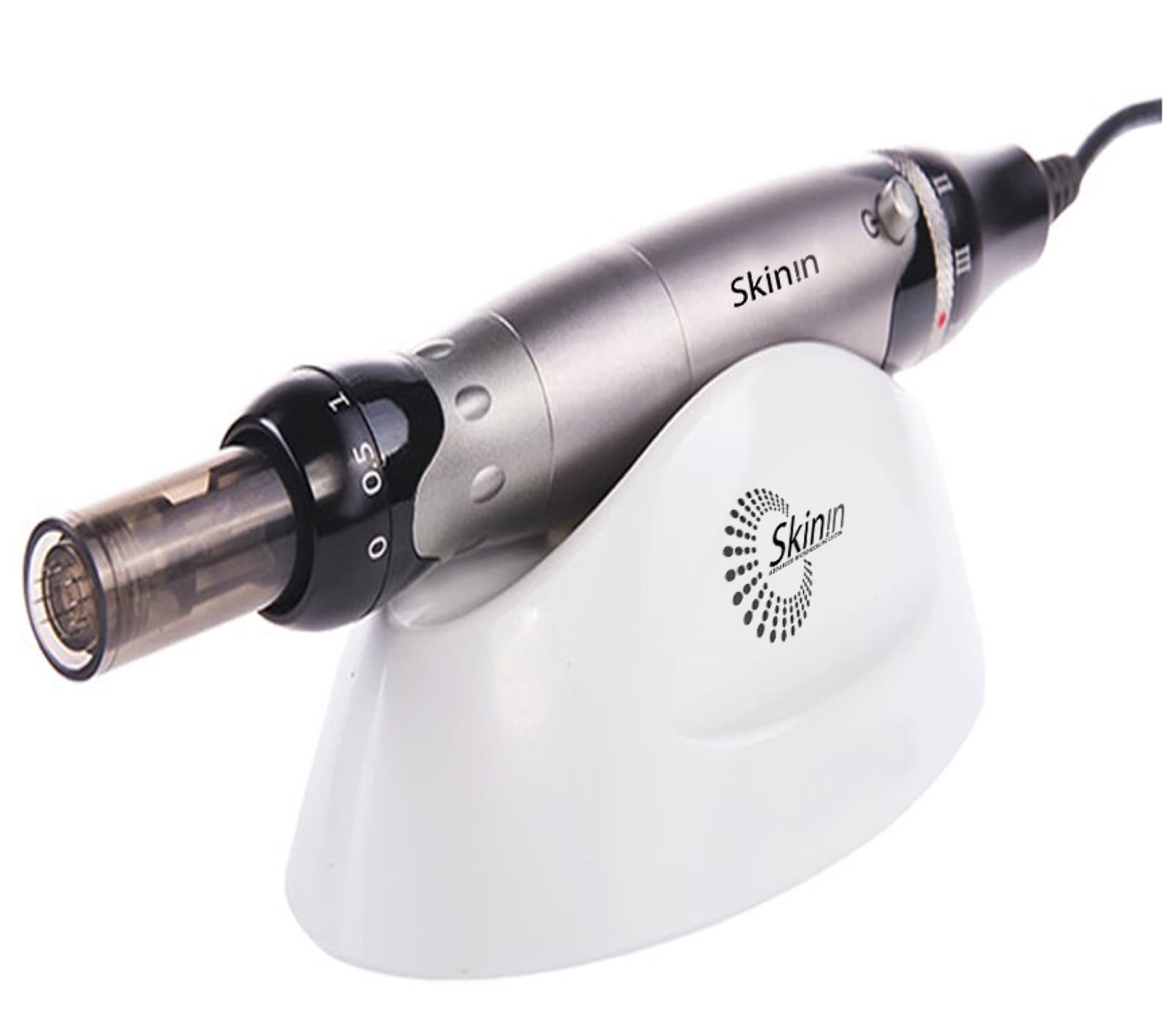 Skinin micro-needling pen resting on the secure pen stand